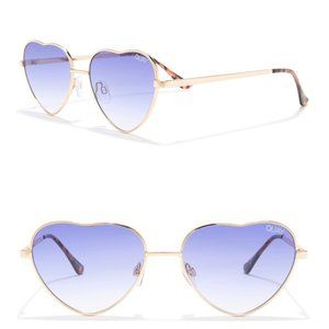 Quay Australia Heart Sunglasses Gold Frame with Purple Gradient Lenses